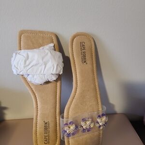 Tan and Purple Women's Sandals
